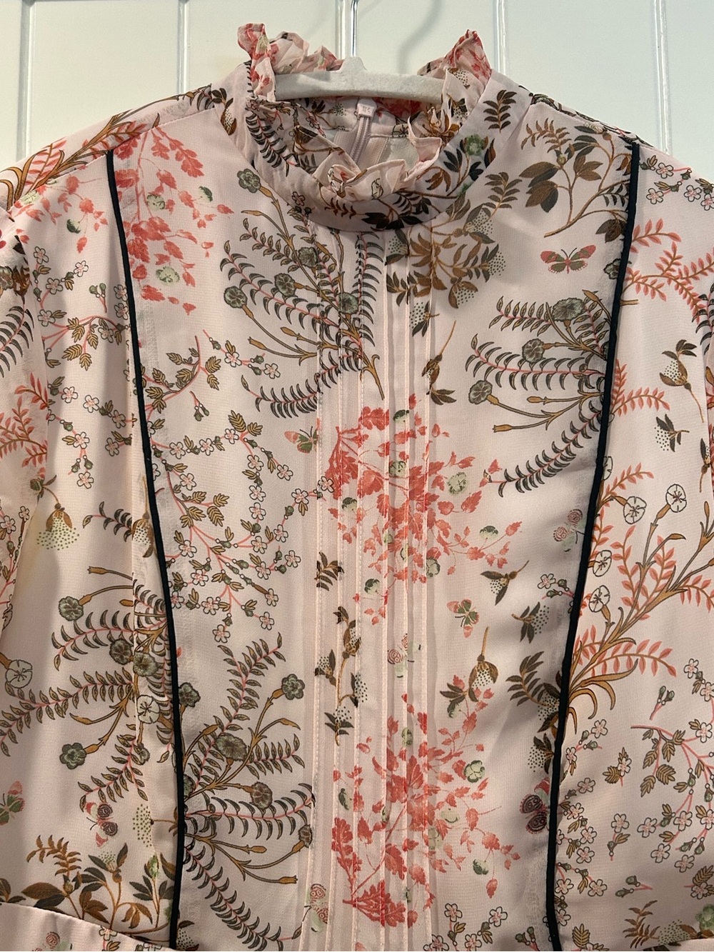Miss Selfridge Floral Ruffle Neck Long Sleeve Autumn Wedding Dress